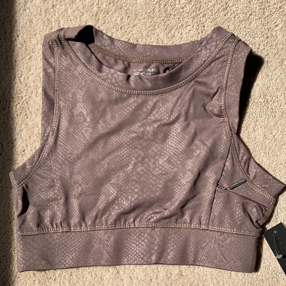 Relisted Tahari Sport tan snakeskin print animal print sports bra S M L - Picture 3 of 16